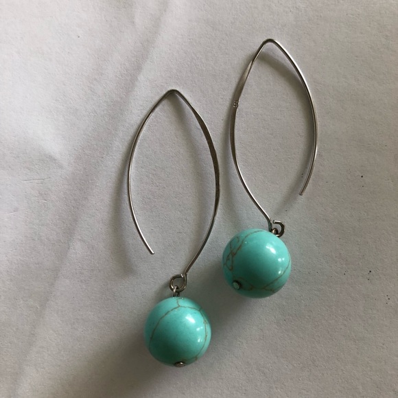 Turquoise and 925 Silver dangle earrings - Picture 1 of 5